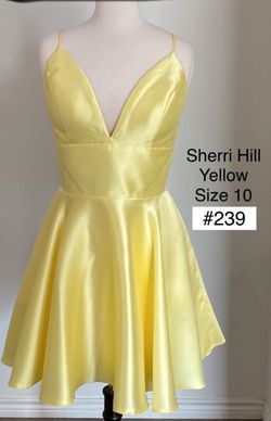 Sherri Hill Yellow Size 10 Floor Length Black Tie A-line Dress on Queenly