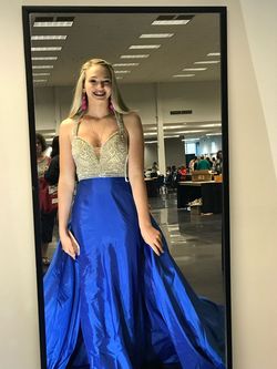 Mac Duggal Blue Size 8 Floor Length Ball gown on Queenly