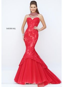 Sherri Hill Red Size 4 Free Shipping Black Tie Floor Length Mermaid Dress on Queenly