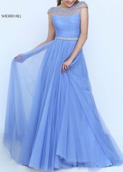 Sherri Hill Blue Size 2 Military Floor Length Free Shipping Pageant A-line Dress on Queenly