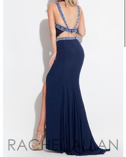 Rachel Allan Blue Size 0 Floor Length Free Shipping Side slit Dress on Queenly