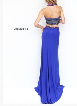 Sherri Hill Purple Size 10 Black Tie Side slit Dress on Queenly