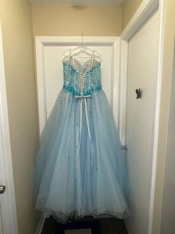 MoriLee Blue Size 20 Black Tie 50 Off Floor Length Ball gown on Queenly