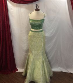 Claires Collection Green Size 12 Military Black Tie Prom Two Piece Mermaid Dress on Queenly