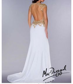 Mac Duggal White Size 4 Sequin Floor Length Pageant Side slit Dress on Queenly