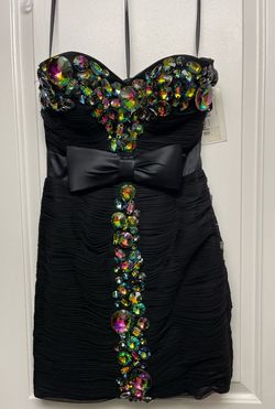 Jovani Black Tie Size 4 Free Shipping Floor Length Cocktail Dress on Queenly