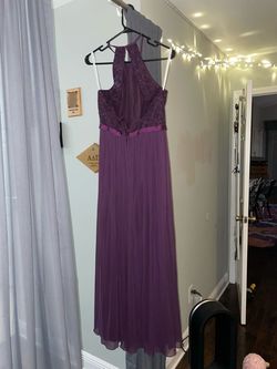 David's Bridal Purple Size 6 Floor Length Bridesmaid Military 50 Off Straight Dress on Queenly