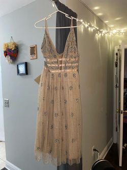 Dolly Delicious Nude Size 8 Military Floor Length A-line Dress on Queenly
