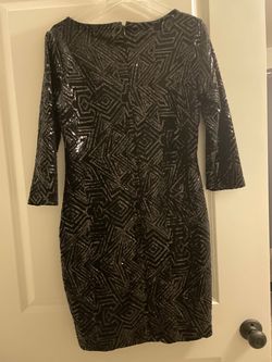 Lynne Ritchie Silver Black Size 8 Jewelled Sequin Euphoria Spandex Cocktail Dress on Queenly