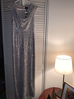 Adrianna Papell Silver Size 6 50 Off Military Floor Length Straight Dress on Queenly