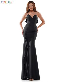 Style Millie Colors Black Size 6 Side Slit Floor Length Straight Dress on Queenly