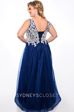 Style Janet Sydneys Closet Blue Size 18 Plus Size Floor Length Tall Height Ball gown on Queenly