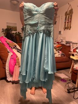 alyce Blue Size 14 Black Tie Turquoise A-line Dress on Queenly
