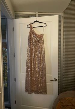 David's Bridal Gold Size 12 Plus Size Wedding Party Military Straight Dress on Queenly