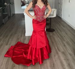 Panoply Red Size 2 Short Height Prom Mermaid Dress on Queenly