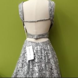 Rachel Allan Silver Size 10 Floor Length Black Tie Prom A-line Dress on Queenly