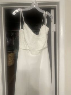 Davids Bridal White Size 18 Military Floor Length A-line Dress on Queenly
