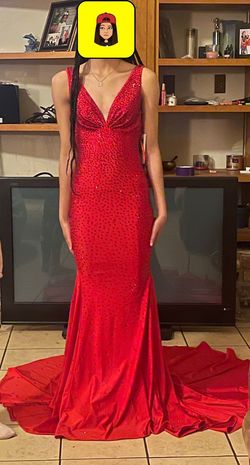 Johnathan Kayne Red Size 00 Prom Military Floor Length Mermaid Dress on Queenly