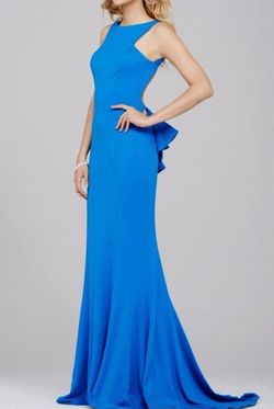 Jovani Blue Size 2 Backless High Neck Military Pageant A-line Dress on Queenly