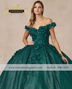 Style 1433 Victoria's Elegance Green Size 4 Lace Sheer Floor Length Ball gown on Queenly
