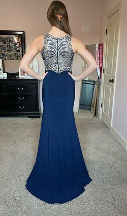 Clarisse Blue Size 4 Black Tie 70 Off Floor Length Straight Dress on Queenly