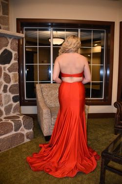 Sherri Hill Red Size 6 High Neck Free Shipping Side slit Dress on Queenly