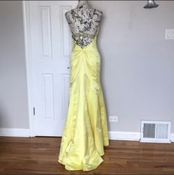 Fire & Ice Yellow Size 4 Sequined Prom Side slit Dress on Queenly