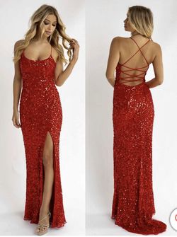 Primavera Red Size 6 Floor Length 50 Off Black Tie Side slit Dress on Queenly