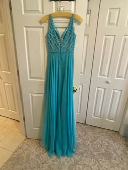 Sherri Hill Blue Size 0 Military Straight Dress on Queenly