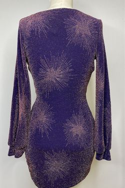 Style GD1336 Better Be Purple Size 2 Long Sleeve Tall Height Jersey Cocktail Dress on Queenly