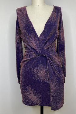 Style GD1336 Better Be Purple Size 2 Long Sleeve Tall Height Jersey Cocktail Dress on Queenly