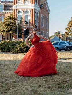 Sherri Hill Red Size 4 Floor Length Ball gown on Queenly