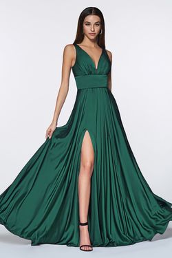Style 7469 Cinderella Divine Green Size 18 Silk Tall Height A-line Dress on Queenly
