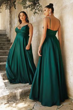 Style 7485 Cinderella Divine Green Size 14 Floor Length Black Tie A-line Dress on Queenly