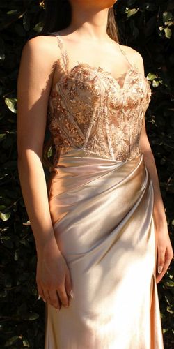 Style CDS412 Cinderella Divine Gold Size 12 Floor Length Euphoria Side slit Dress on Queenly