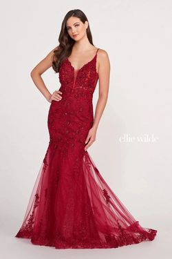 Style EW34067 Ellie Wilde Red Size 18 Tall Height Floor Length Mermaid Dress on Queenly