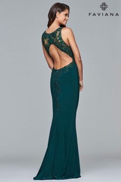 Style S7999 Faviana Green Size 12 Floor Length V Neck Military Mermaid Dress on Queenly