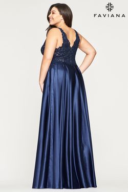 Style 9394 Faviana Blue Size 24 Floor Length A-line Dress on Queenly
