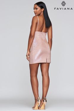 Style S10350 Faviana Pink Size 8 Jersey Rose Gold Cocktail Dress on Queenly