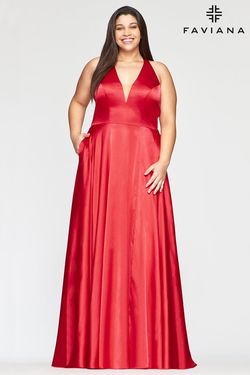Style 9495 Faviana Red Size 14 Tall Height A-line Dress on Queenly