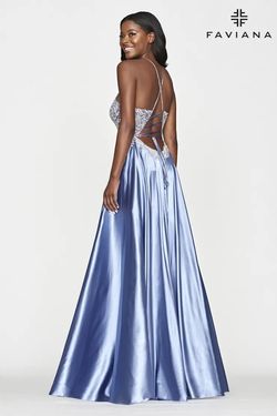 Style S10537 Faviana Blue Size 0 Floor Length Black Tie A-line Dress on Queenly
