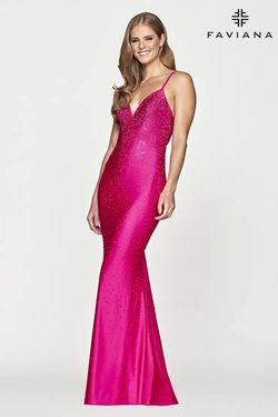 Style S10630 Faviana Pink Size 0 Fitted Keyhole Black Tie V Neck Tall Height Mermaid Dress on Queenly