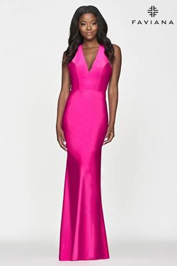 Style S10646 Faviana Pink Size 0 Black Tie Halter Mermaid Dress on Queenly