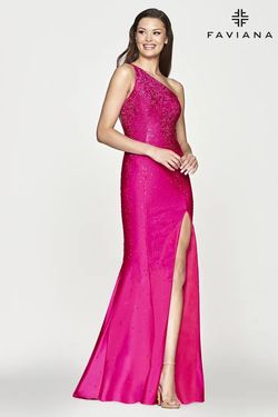Style S10632 Faviana Pink Size 0 Fitted Black Tie Tall Height Side slit Dress on Queenly