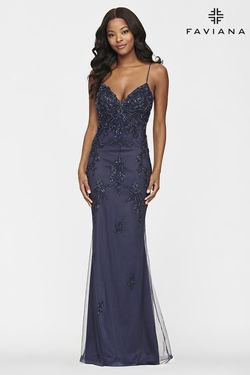 Style S10633 Faviana Blue Size 0 Black Tie Pageant Mermaid Dress on Queenly