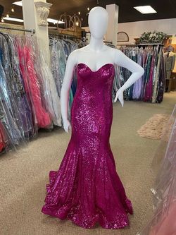 Style ES10691 Faviana Pink Size 4 Sequin Mermaid Dress on Queenly