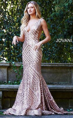 Style 59762 Jovani Pink Size 6 Sequin Mermaid Dress on Queenly