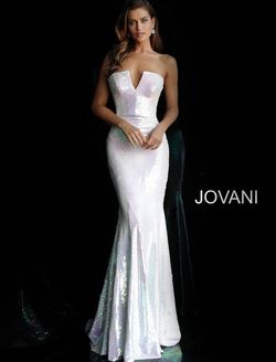Style 65069 Jovani White Size 2 Jewelled Prom Pageant Mermaid Dress on Queenly
