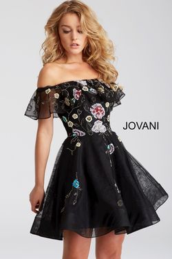 Style 54430 Jovani Black Size 0 Floor Length Cocktail Dress on Queenly