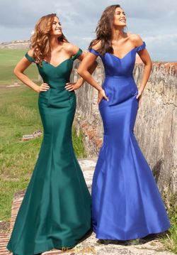 Style JVN3245 Jovani Blue Size 6 Floor Length Mermaid Dress on Queenly
